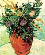 Винсент Виллем Ван Гог Овер 1890г, Натюрморт ваза с цветами и чертополохом. ван-гог.рф